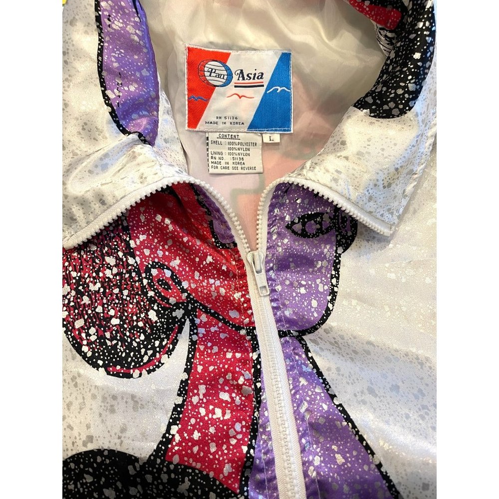 Women's Vintage Picasso Bomber Jacket Windbreaker Size L - Picture 8 of 11